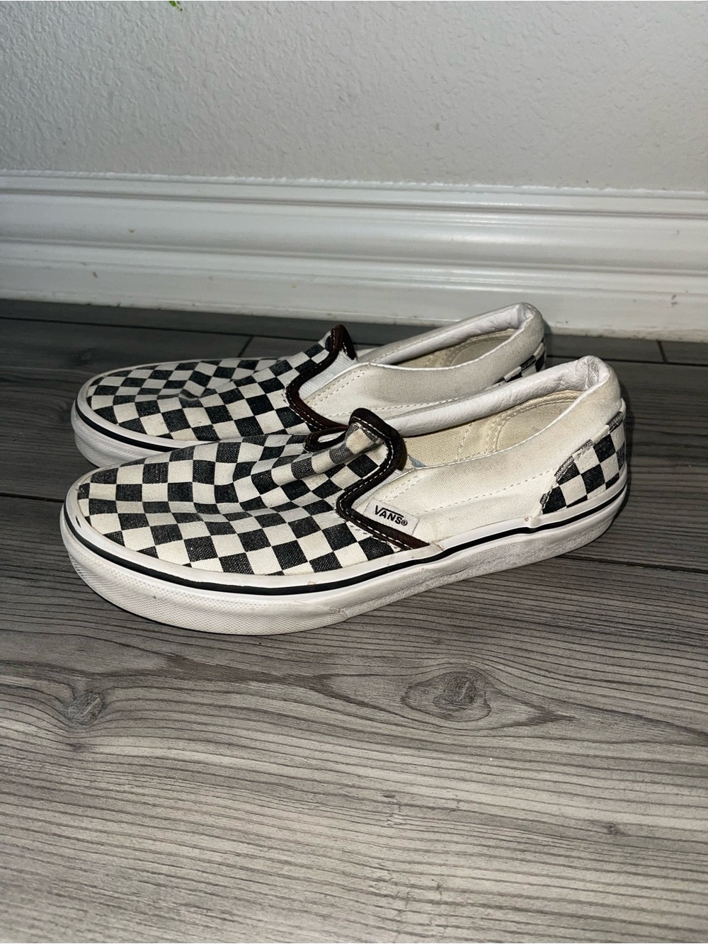 Vans Slip-On Checkerboard Sneakers - Black & White